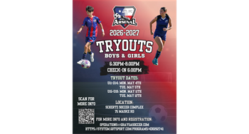 Arsenal FC 2026 2027 Tryouts Open to Boys & Girls U15-U19